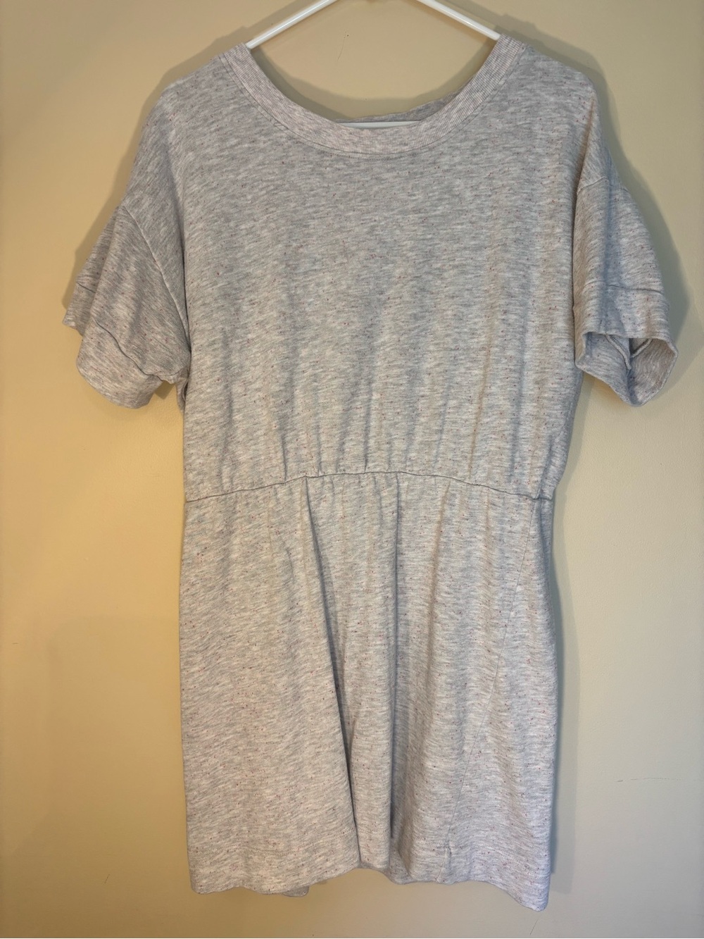 Casual Heather Gray Midi Dress with Elastic Waist